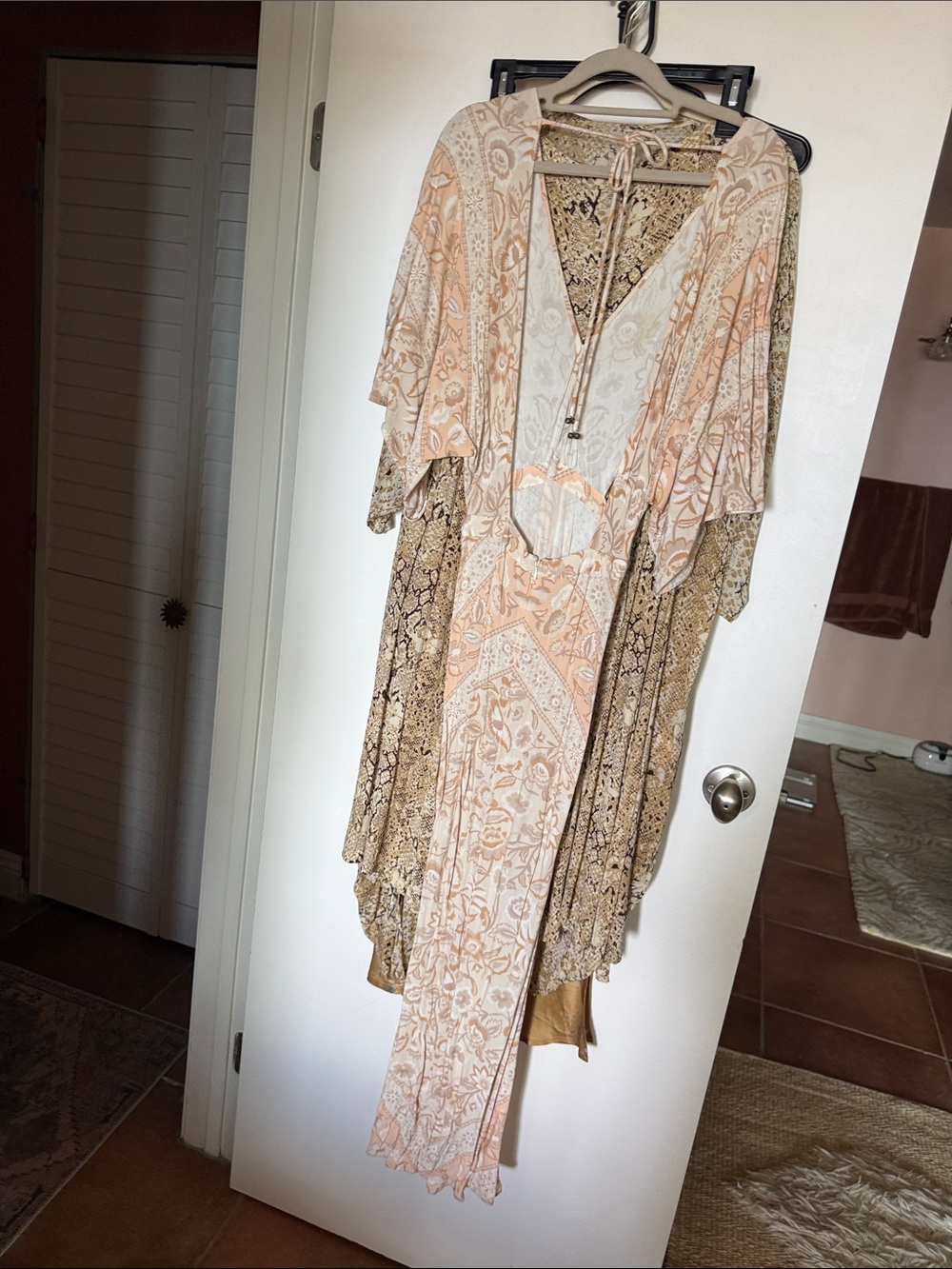 Spell Peach and Cream Printed Boho Dress - Picture 5 of 5